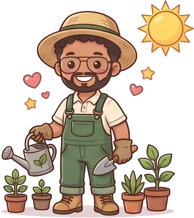 Antonio como jardinero feliz